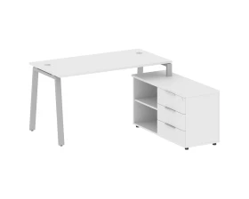 Рабочая станция на А-образном м/к с опорной тумбой правая 150x152x75 Metal System images