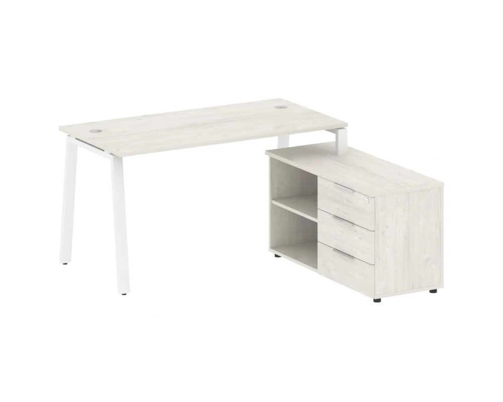 Рабочая станция на А-образном м/к с опорной тумбой правая 150x152x75 Metal System