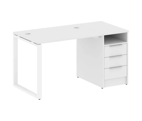 Офисный стол на О-образном м/к с опорной тумбой 141,2x72x75 Метал Систем / Metal System