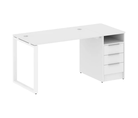 Рабочая станция на О-образном м/к с опорной тумбой 161,2x72x75 Метал Систем / Metal System