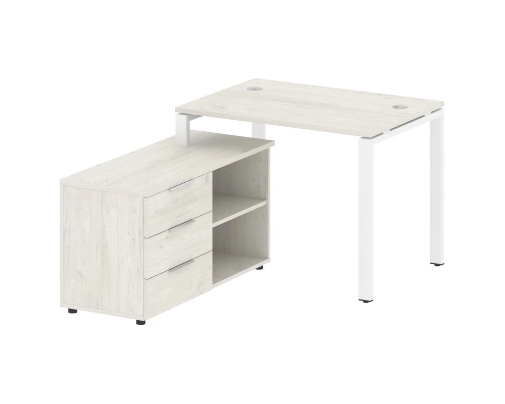 Рабочая станция на П-образном м/к с опорной тумбой левая 110x152x75 Metal System