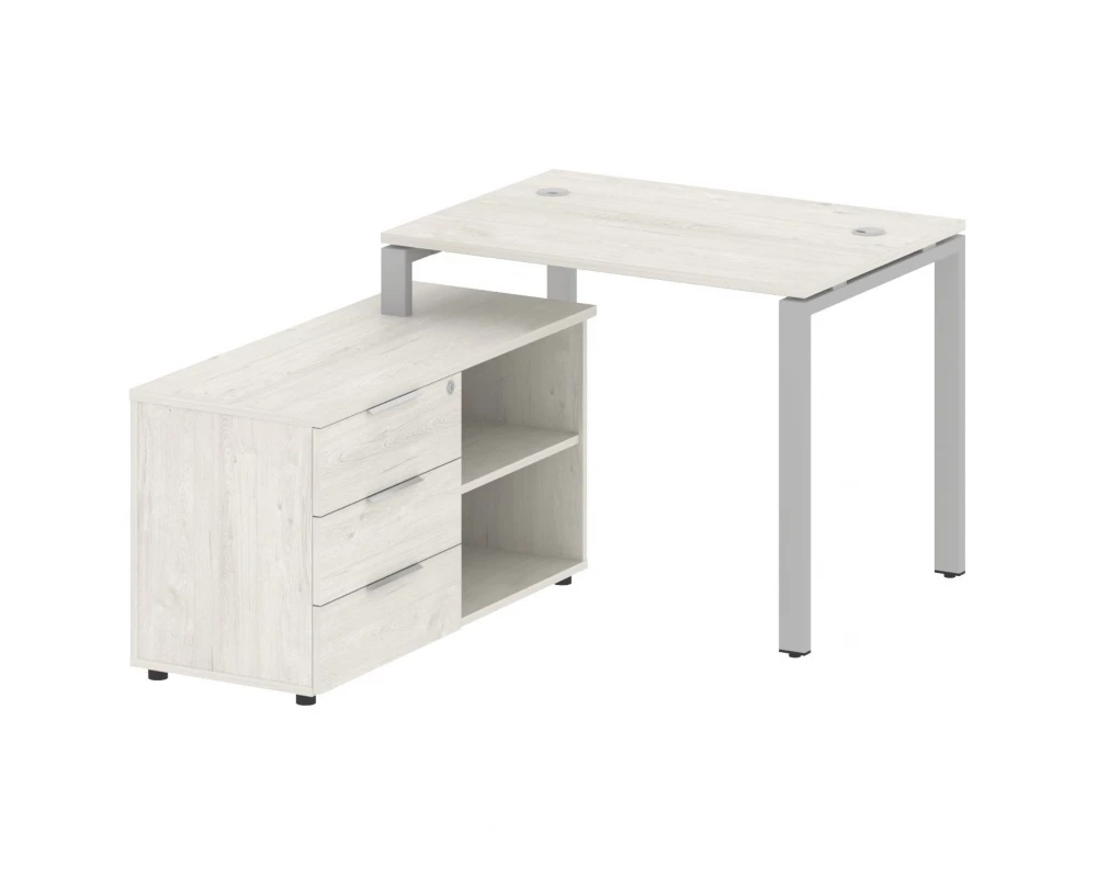 Рабочая станция на П-образном м/к с опорной тумбой левая 110x152x75 Metal System