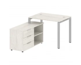 Рабочая станция на П-образном м/к с опорной тумбой левая 110x152x75 Metal System images