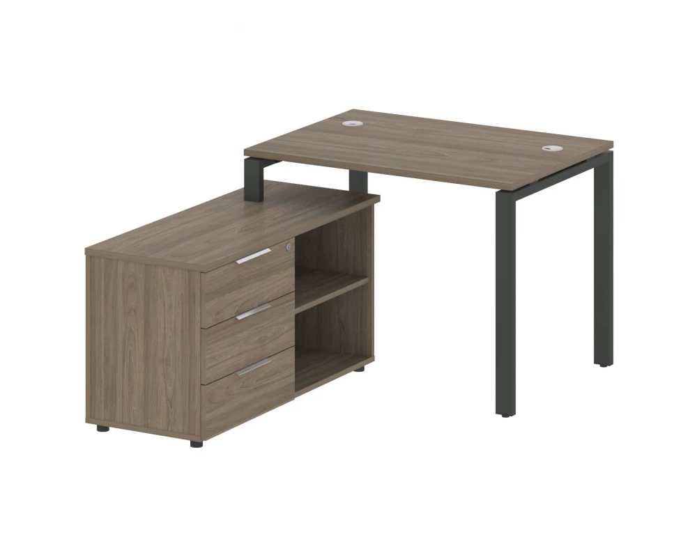 Рабочая станция на П-образном м/к с опорной тумбой левая 110x152x75 Metal System