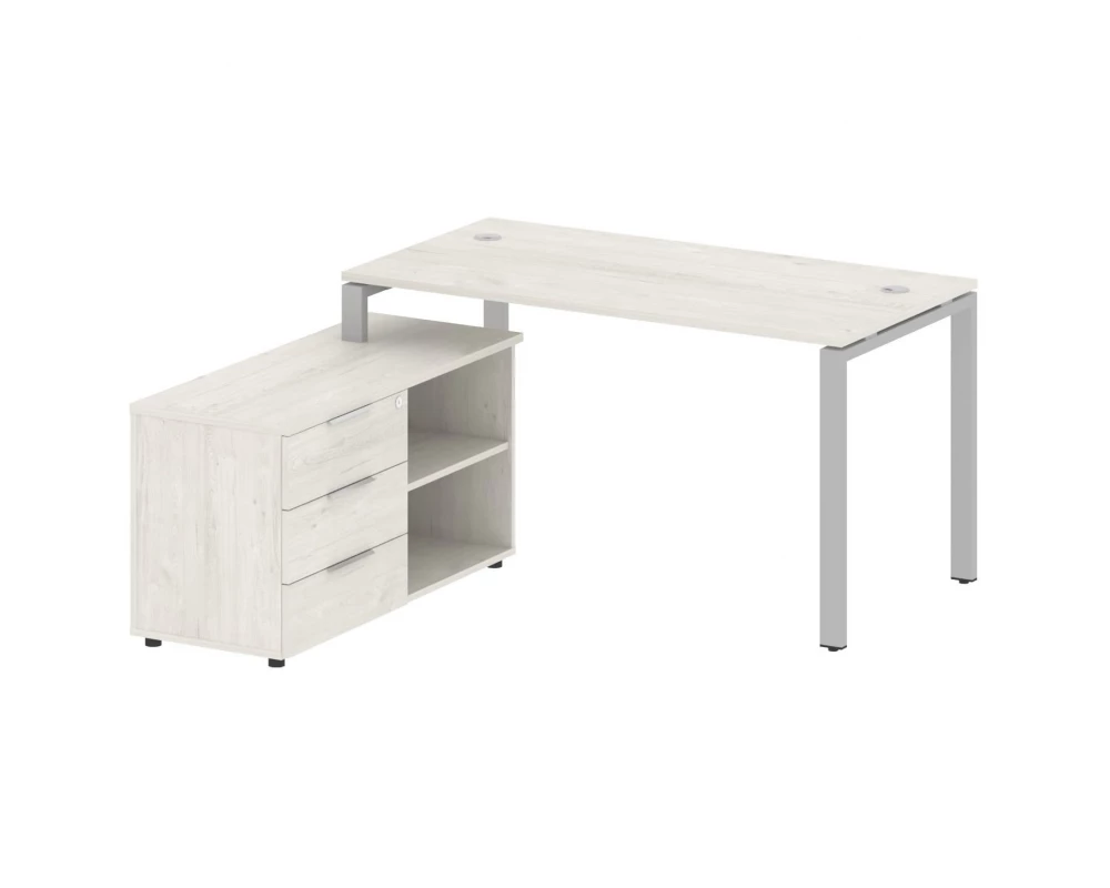 Рабочая станция на П-образном м/к с опорной тумбой левая 150x152x75 Metal System