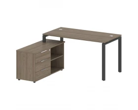 Рабочая станция на П-образном м/к с опорной тумбой левая 150x152x75 Metal System images