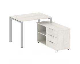 Рабочая станция на П-образном м/к с опорной тумбой правая 110x152x75 Metal System images