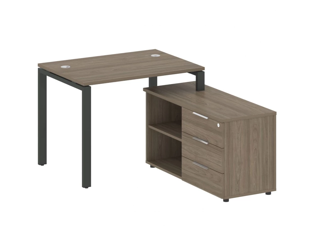 Рабочая станция на П-образном м/к с опорной тумбой правая 110x152x75 Metal System