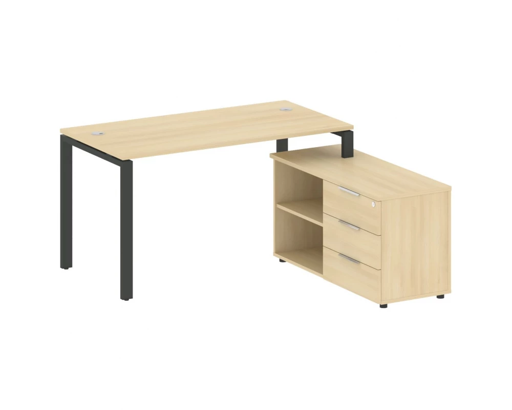 Рабочая станция на П-образном м/к с опорной тумбой правая 150x152x75 Metal System