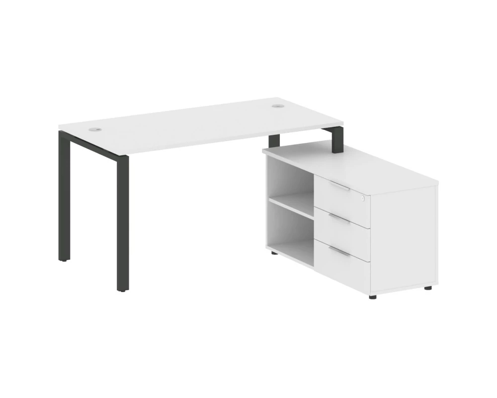Рабочая станция на П-образном м/к с опорной тумбой правая 150x152x75 Metal System