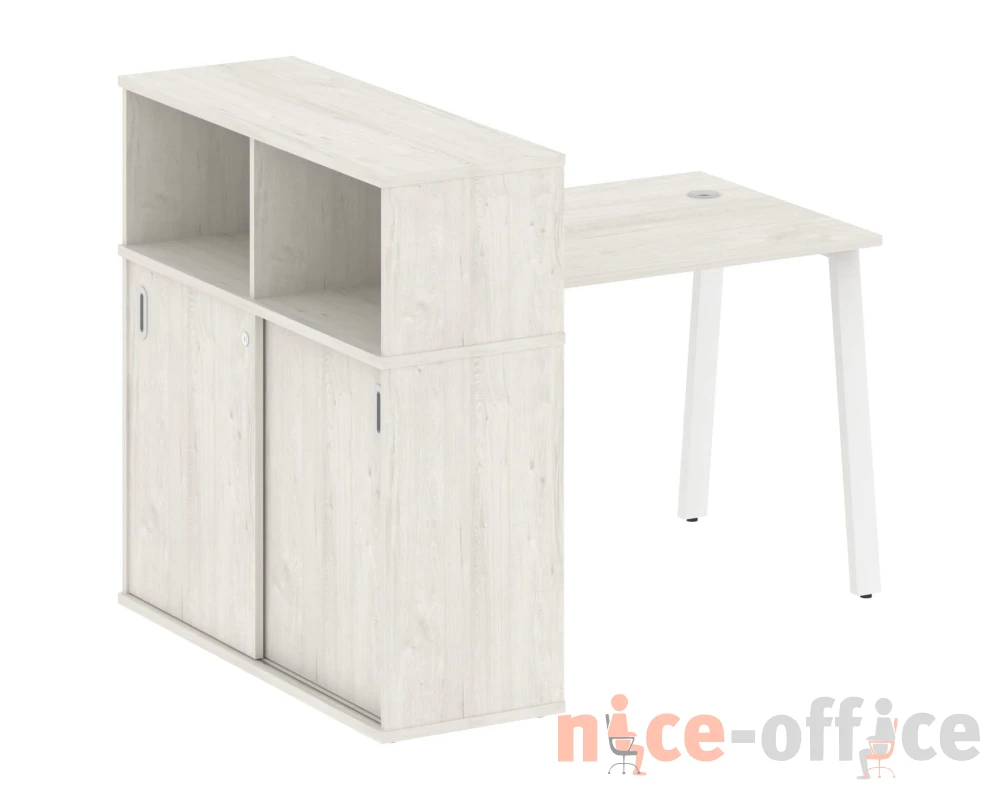 Стол письменный на А-образном м/к с опорным шкафом-купе 141x112x109,8 Метал Систем / Metal System