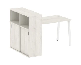 Стол письменный на А-образном м/к с опорным шкафом-купе 161x112x109,8 Метал Систем / Metal System images