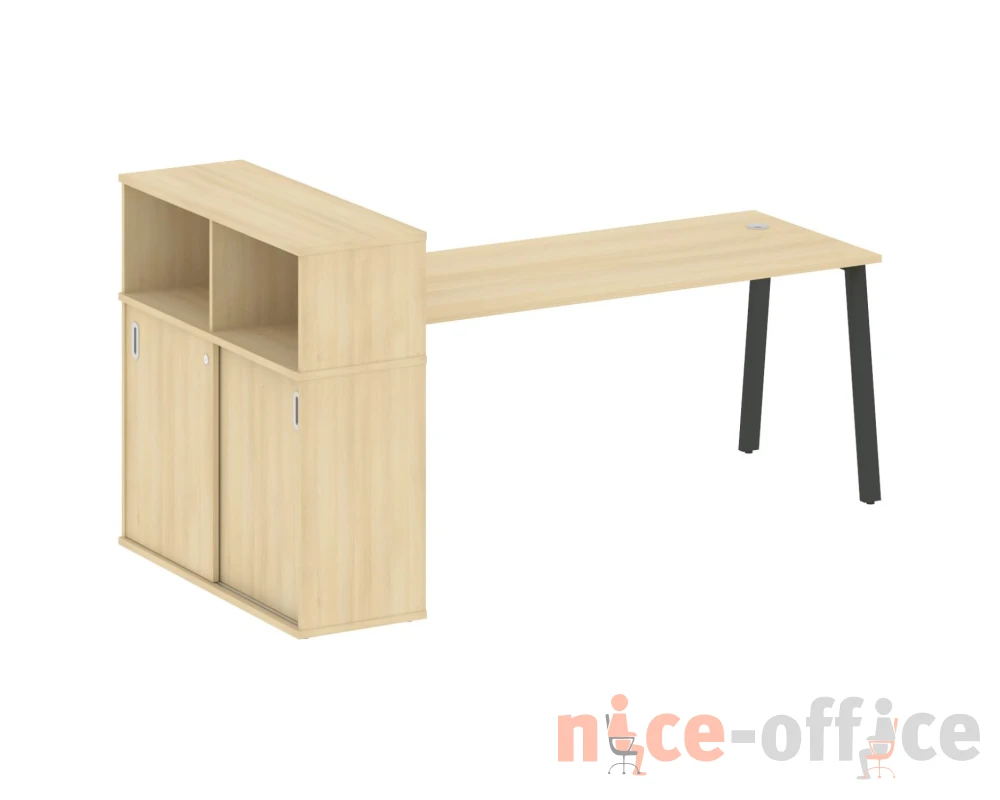 Стол письменный на А-образном м/к с опорным шкафом-купе 221x112x109,8 Метал Систем / Metal System