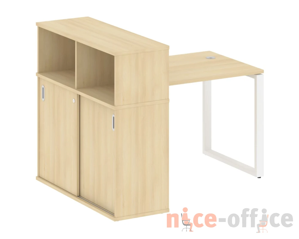 Стол письменный на О-образном м/к с опорным шкафом-купе 141x112x109,8 Метал Систем / Metal System