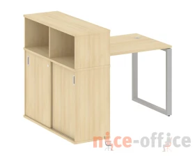 Стол письменный на О-образном м/к с опорным шкафом-купе 141x112x109,8 Метал Систем / Metal System images