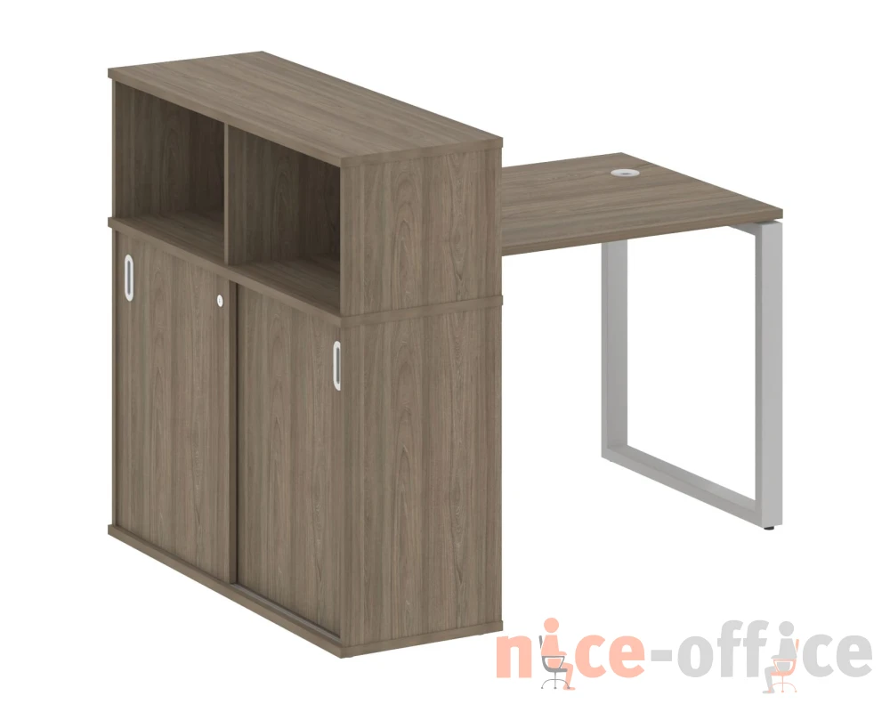 Стол письменный на О-образном м/к с опорным шкафом-купе 141x112x109,8 Метал Систем / Metal System