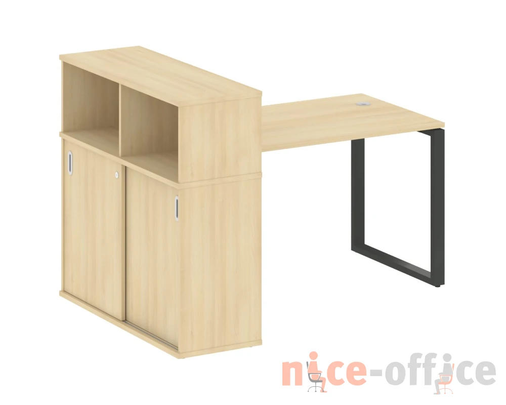 Стол письменный на О-образном м/к с опорным шкафом-купе 161x112x109,8 Метал Систем / Metal System