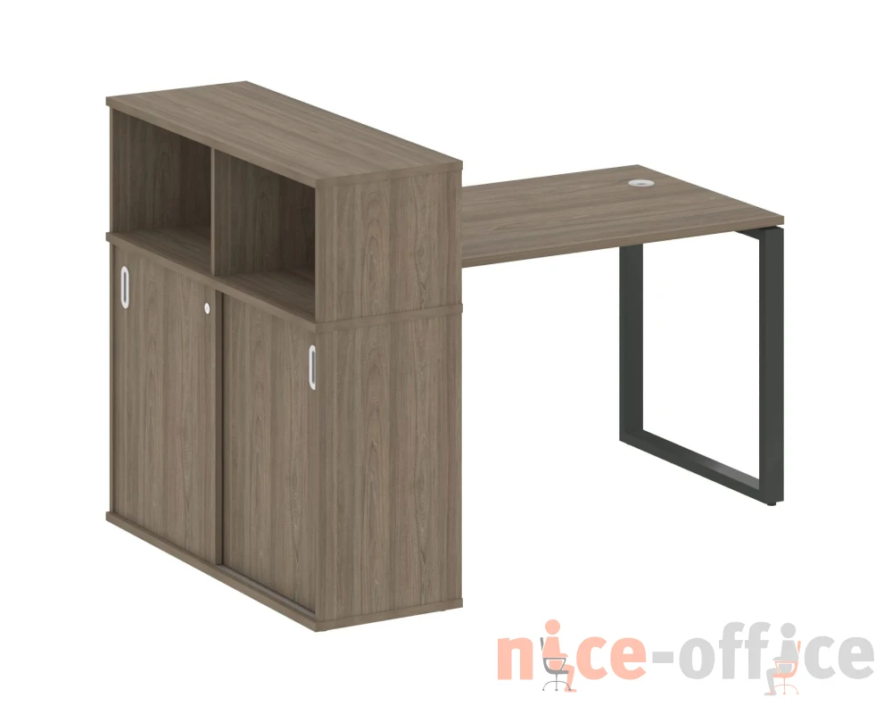Стол письменный на О-образном м/к с опорным шкафом-купе 161x112x109,8 Метал Систем / Metal System