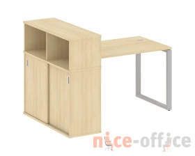 Стол письменный на О-образном м/к с опорным шкафом-купе 161x112x109,8 Метал Систем / Metal System images