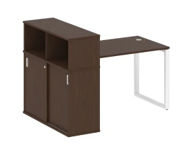 Стол письменный на О-образном м/к с опорным шкафом-купе 161x112x109,8 Метал Систем / Metal System images