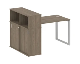 Стол письменный на О-образном м/к с опорным шкафом-купе 161x112x109,8 Метал Систем / Metal System images