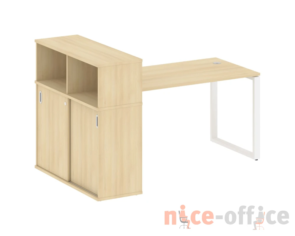 Стол письменный на О-образном м/к с опорным шкафом-купе 181x112x109,8 Метал Систем / Metal System