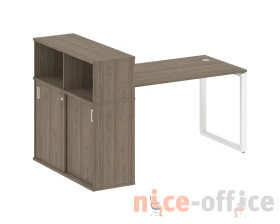 Стол письменный на О-образном м/к с опорным шкафом-купе 181x112x109,8 Метал Систем / Metal System images