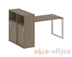 Стол письменный на О-образном м/к с опорным шкафом-купе 181x112x109,8 Метал Систем / Metal System images