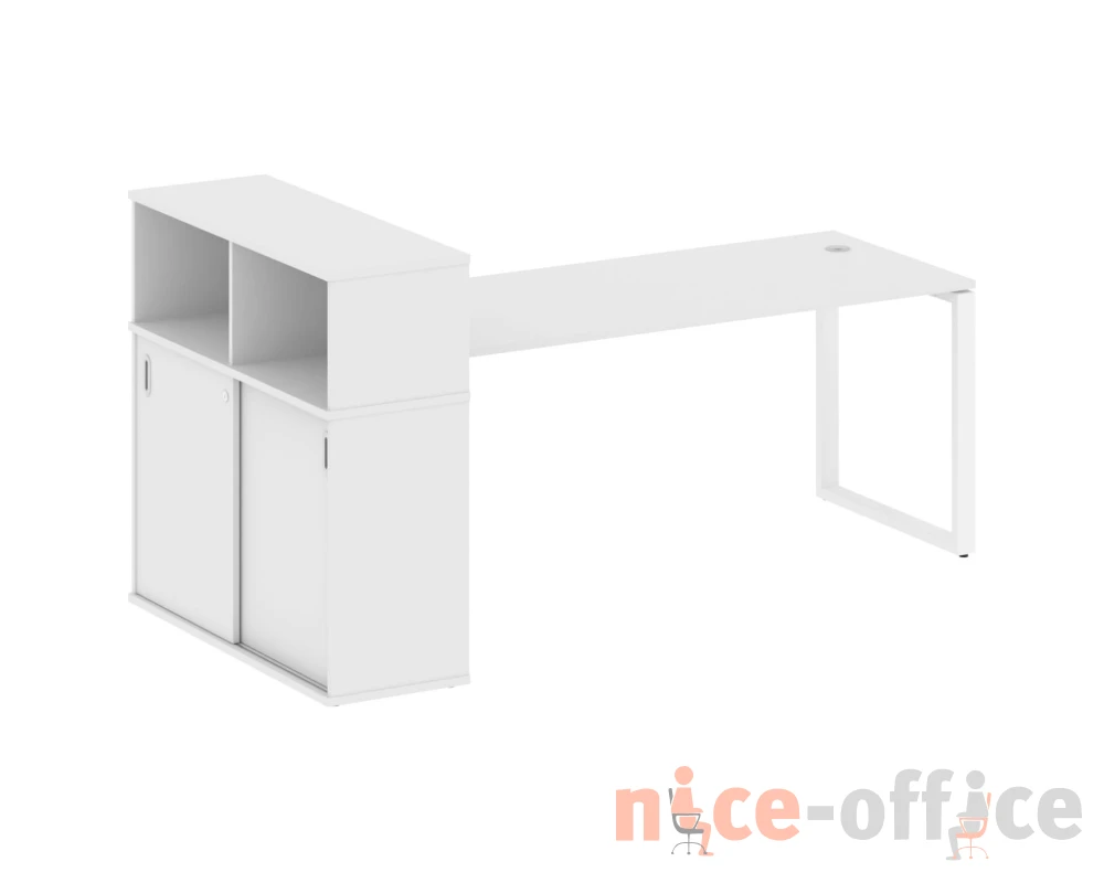 Стол письменный на О-образном м/к с опорным шкафом-купе 221x112x109,8 Метал Систем / Metal System