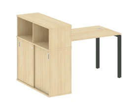 Стол письменный на П-образном м/к с опорным шкафом-купе 161x112x109,8 Метал Систем / Metal System images