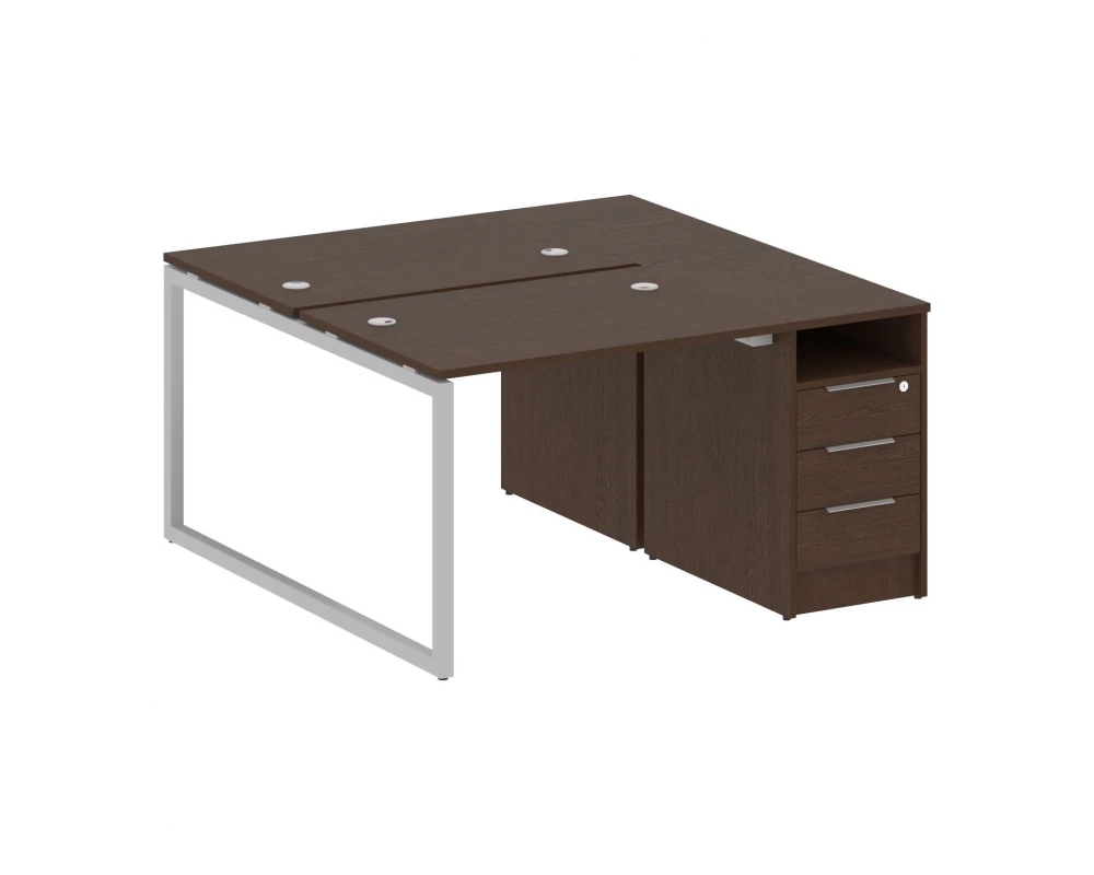 Рабочая станция с тумбой на О-образном м/к 1412x1475x750 Metal System Quattro 4x4