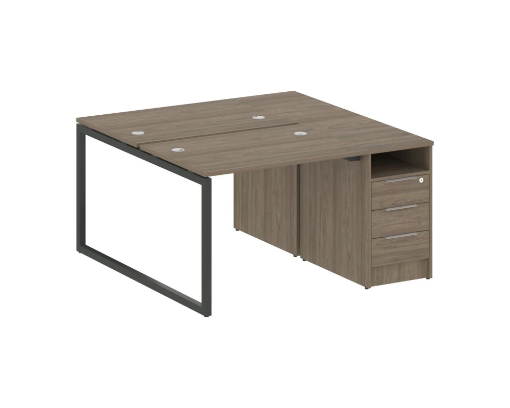 Рабочая станция с тумбой на О-образном м/к 1412x1475x750 Metal System Quattro 4x4