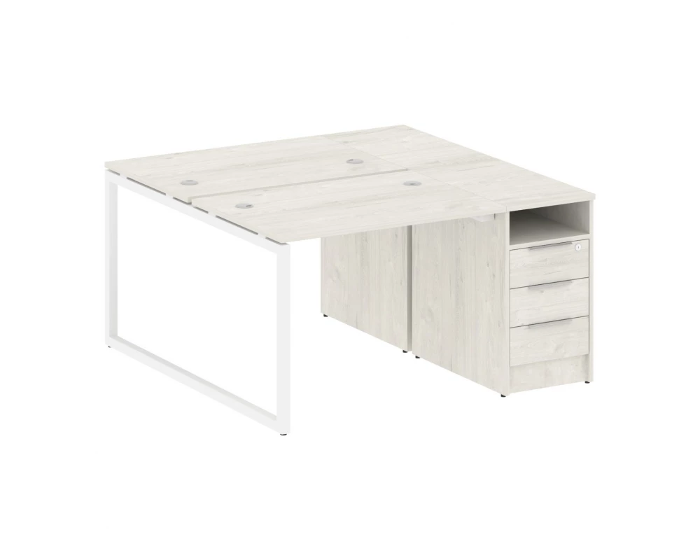 Рабочая станция с тумбой на О-образном м/к 1412x1475x750 Metal System Quattro 4x4