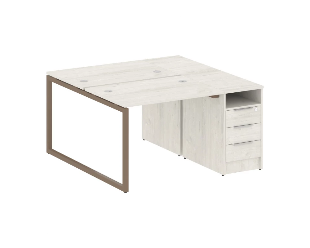 Рабочая станция с тумбой на О-образном м/к 1412x1475x750 Metal System Quattro 4x4