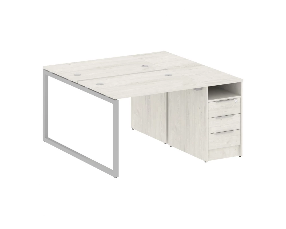 Рабочая станция с тумбой на О-образном м/к 1412x1475x750 Metal System Quattro 4x4