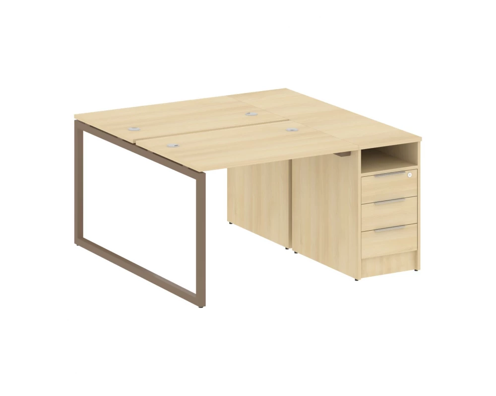 Рабочая станция с тумбой на О-образном м/к 1412x1475x750 Metal System Quattro 4x4