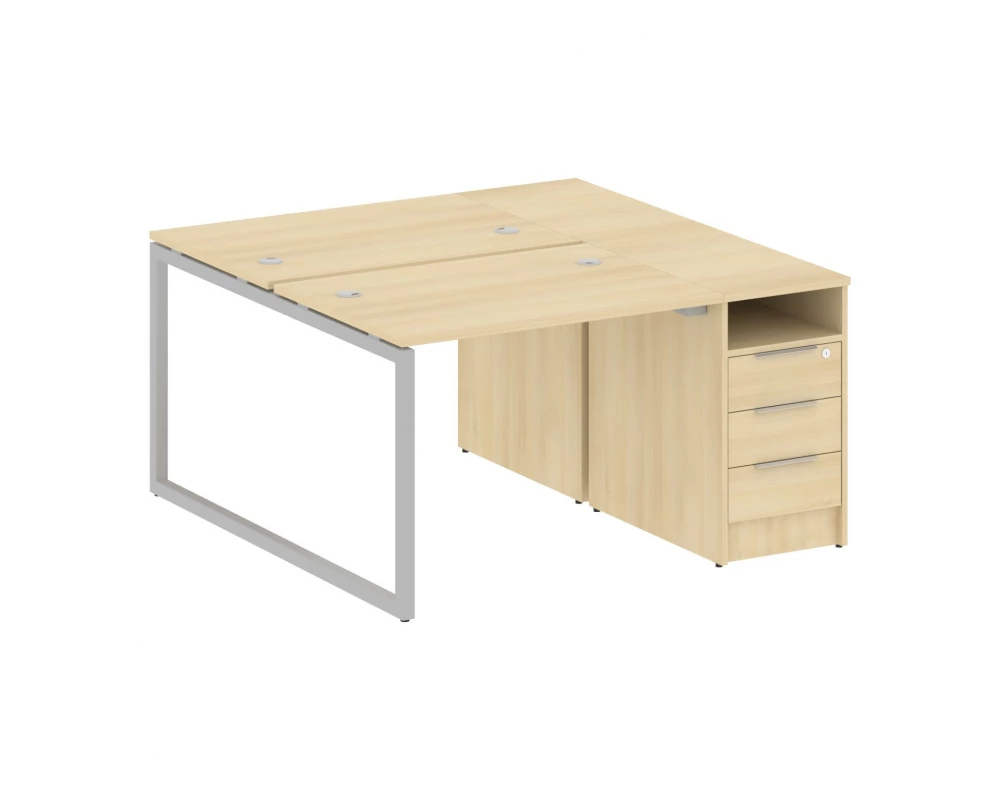 Рабочая станция с тумбой на О-образном м/к 1412x1475x750 Metal System Quattro 4x4