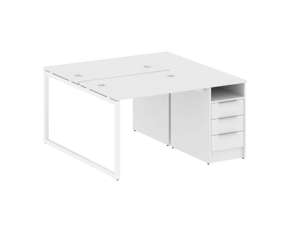 Рабочая станция с тумбой на О-образном м/к 1412x1475x750 Metal System Quattro 4x4