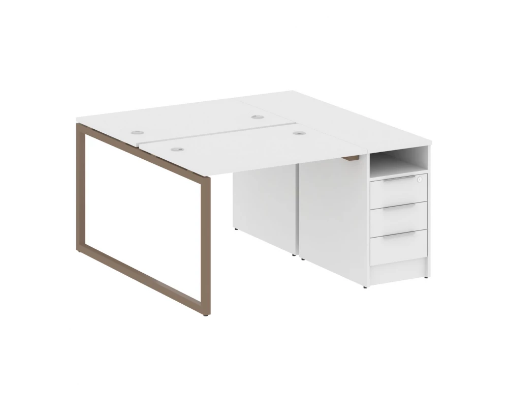 Рабочая станция с тумбой на О-образном м/к 1412x1475x750 Metal System Quattro 4x4