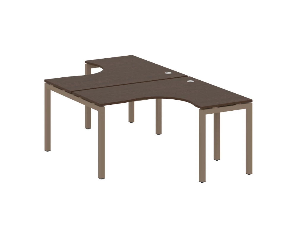 Рабочая станция криволинейная на П-образном м/к 1400x2435x750 Metal System Quattro 5x5