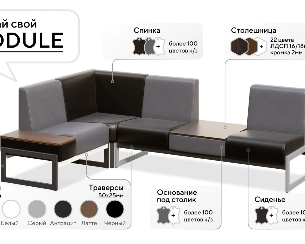 Диван двухместный со столиком универсальный Module