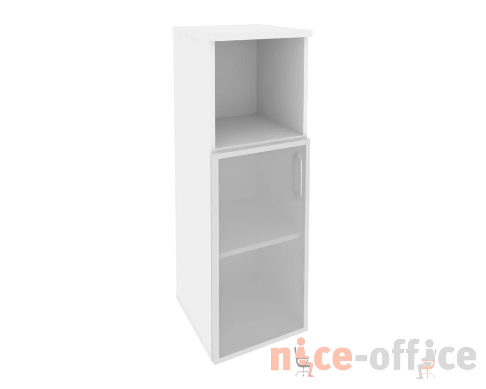 Шкаф средний узкий левый (1 низкий фасад стекло в раме) 400x420x1207 Оникс / Onix