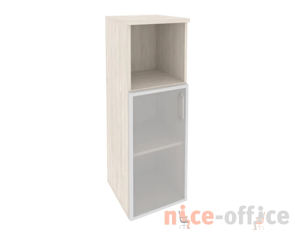 Шкаф средний узкий левый (1 низкий фасад стекло в раме) 400x420x1207 Оникс / Onix