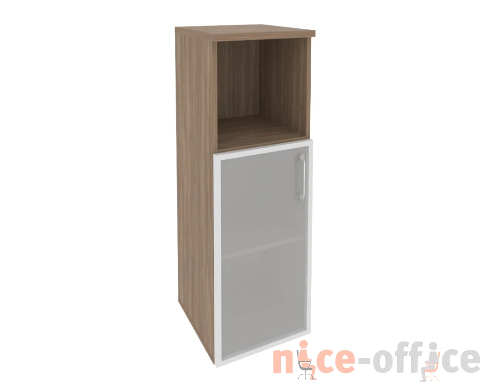 Шкаф средний узкий левый (1 низкий фасад стекло в раме) 400x420x1207 Оникс / Onix