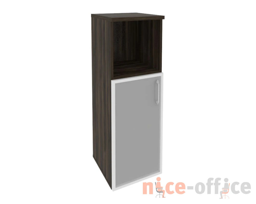 Шкаф средний узкий левый (1 низкий фасад стекло в раме) 400x420x1207 Оникс / Onix