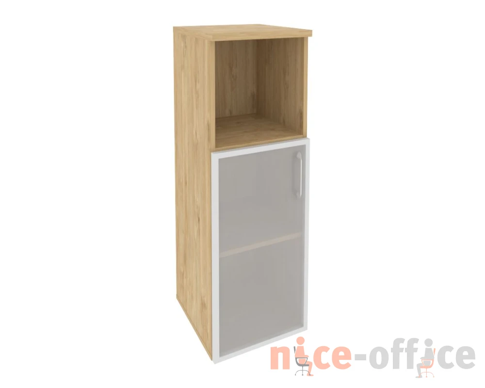 Шкаф средний узкий левый (1 низкий фасад стекло в раме) 400x420x1207 Оникс / Onix