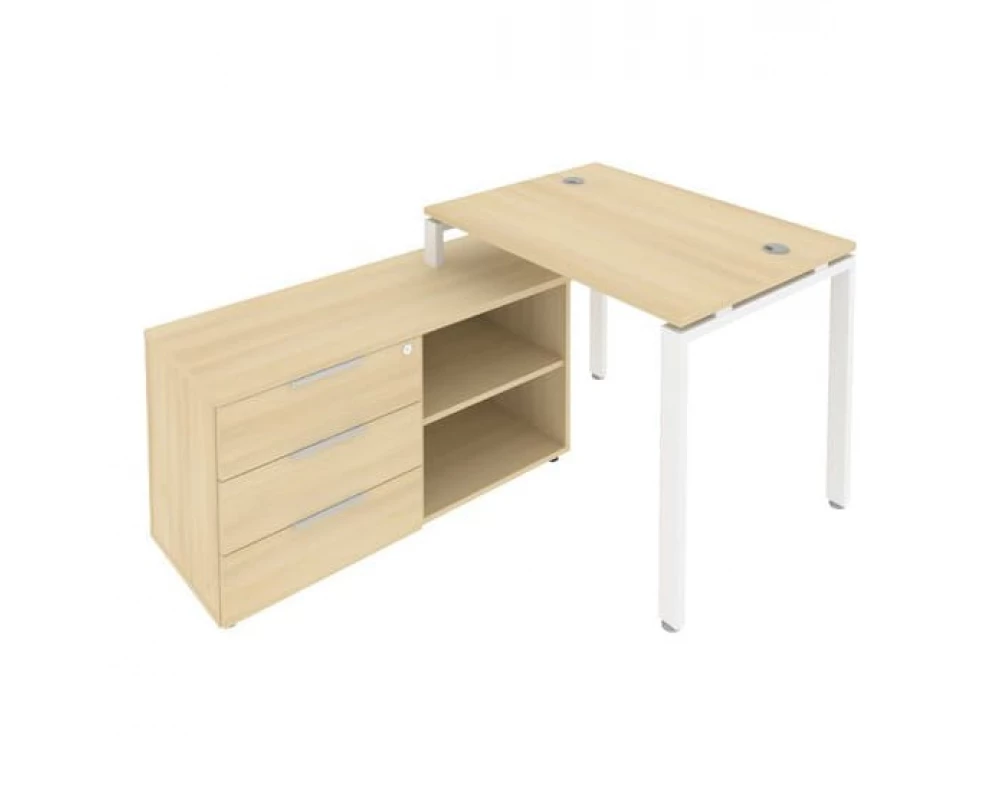 Рабочая станция на П-образном м/к с опорной тумбой левая 110x152x75 Metal System