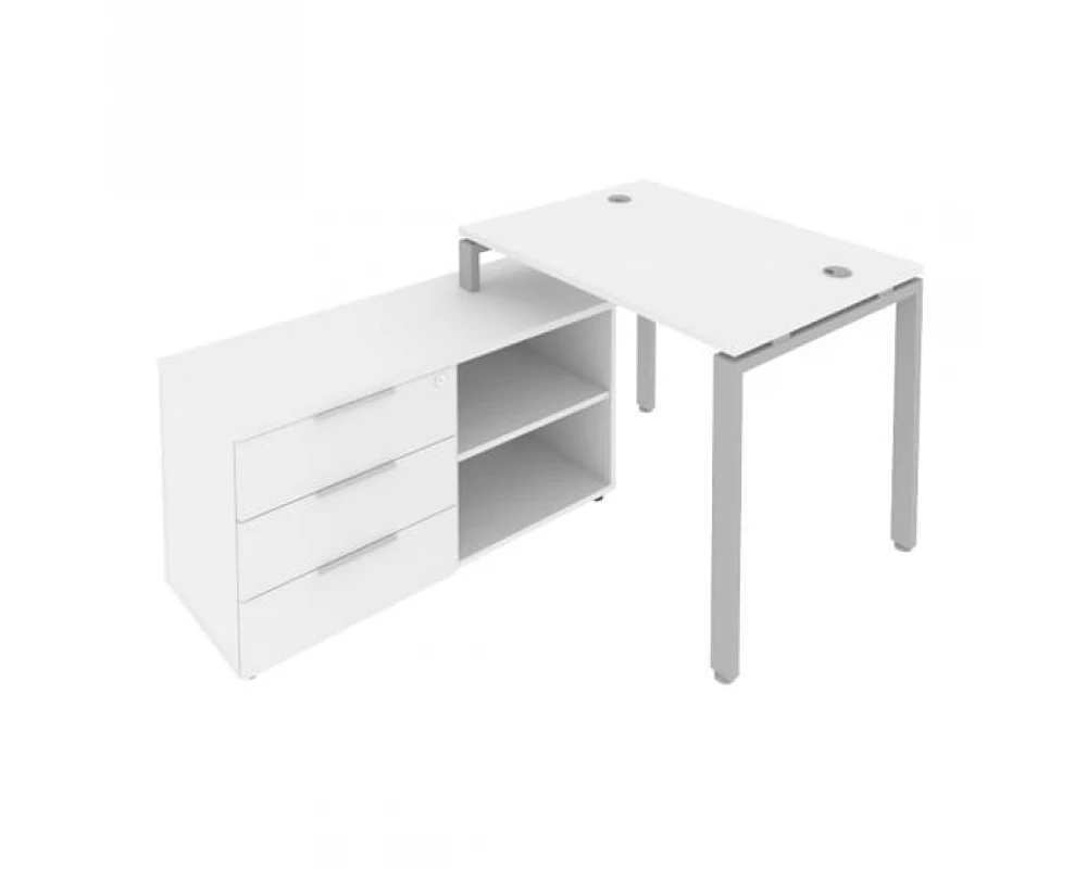 Рабочая станция на П-образном м/к с опорной тумбой левая 110x152x75 Metal System
