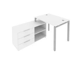 Рабочая станция на П-образном м/к с опорной тумбой левая 110x152x75 Metal System images