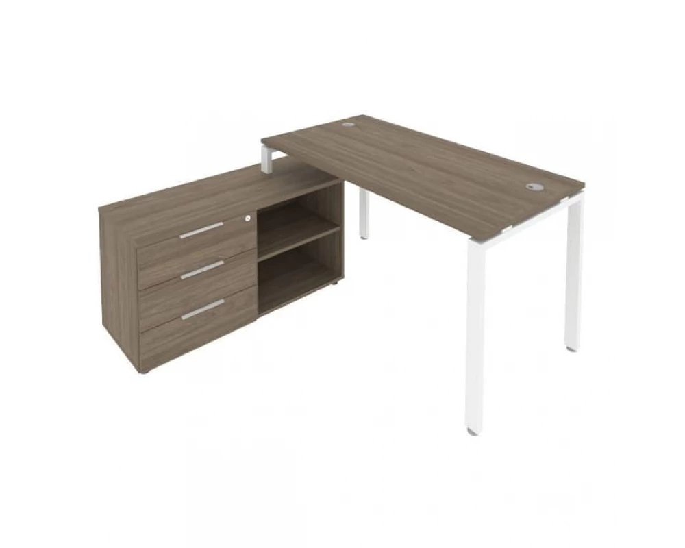 Рабочая станция на П-образном м/к с опорной тумбой левая 150x152x75 Metal System